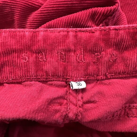 Sandro Paris Red Low Rise Corduroy Skinny Pants Zip Leg sz 4 - Picture 7 of 7